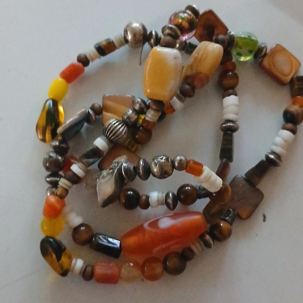 Artisan Sterling Bead And Multibead Necklace Beautiful